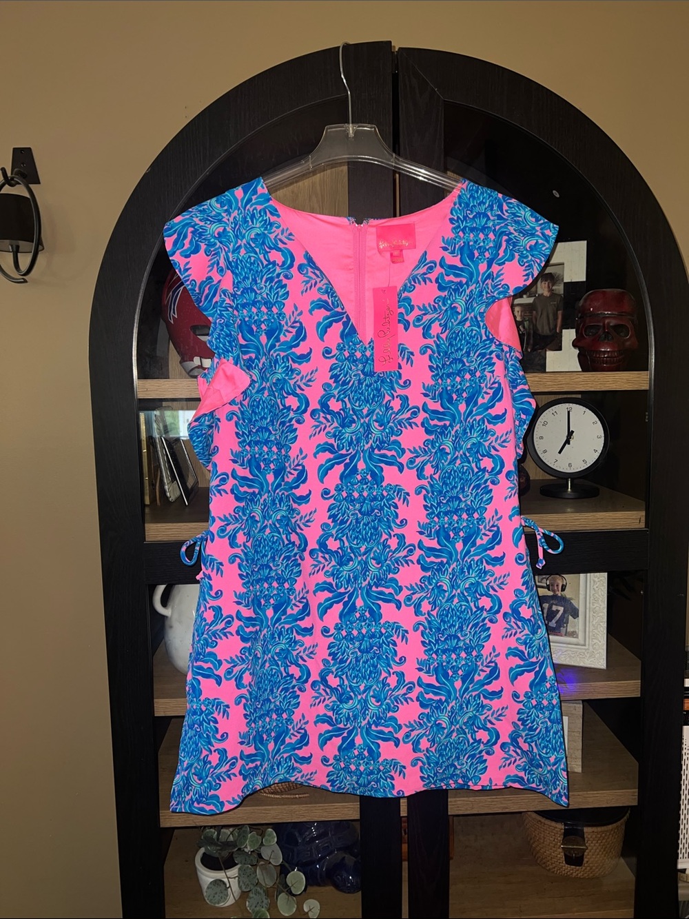Lilly Pulitzer Pink and Blue Floral-Print Cap Sleeve Astara Romper NWT 16